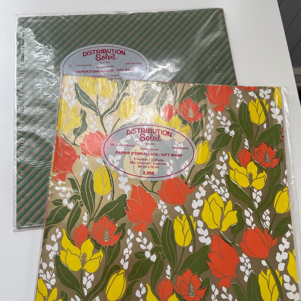 Vintage Gift Wrap Wrapping Paper - Set of 2